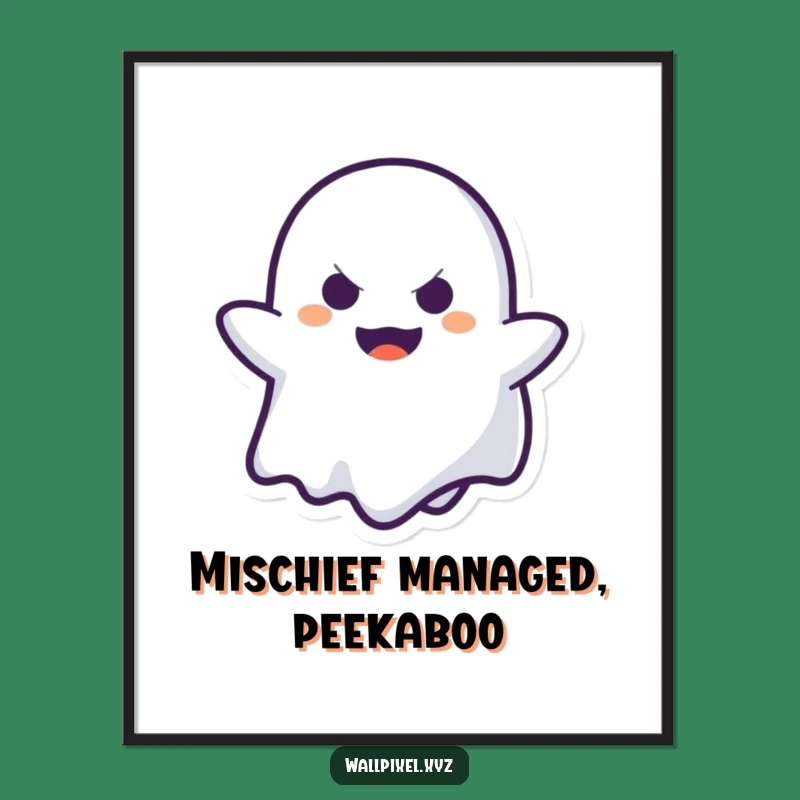 Free Printable Ghost Wall Art: Mischievous Peek-a-Boo Cartoon Downloadable Art Gift