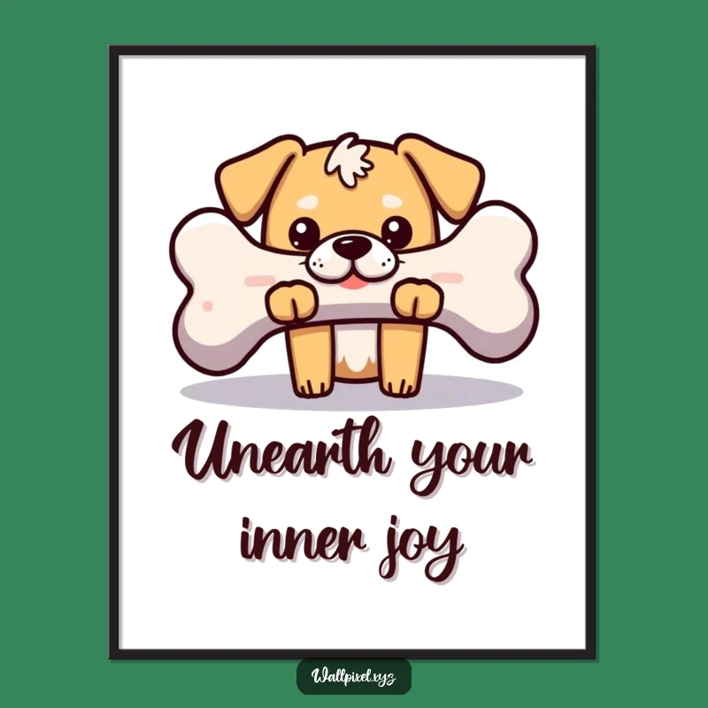 Free Printable Blocky Dog Bone Art - Funny Pixelated Downloadable Decor Gift