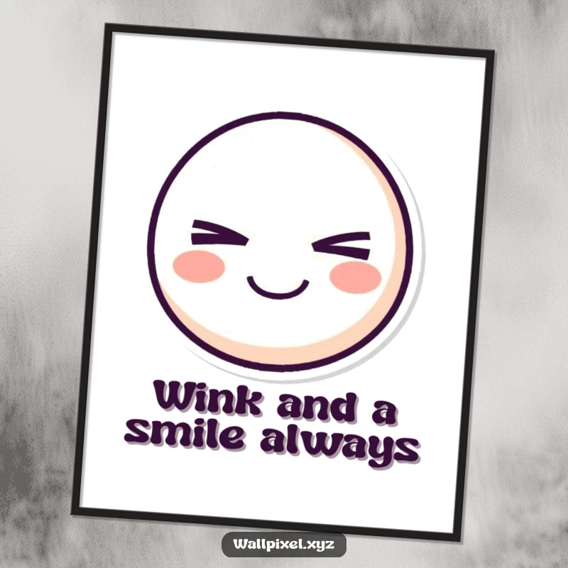 Funny Free Printable Wall Art of a pixelated smiley face character winking mischievously, adding a quirky and humorous vibe.