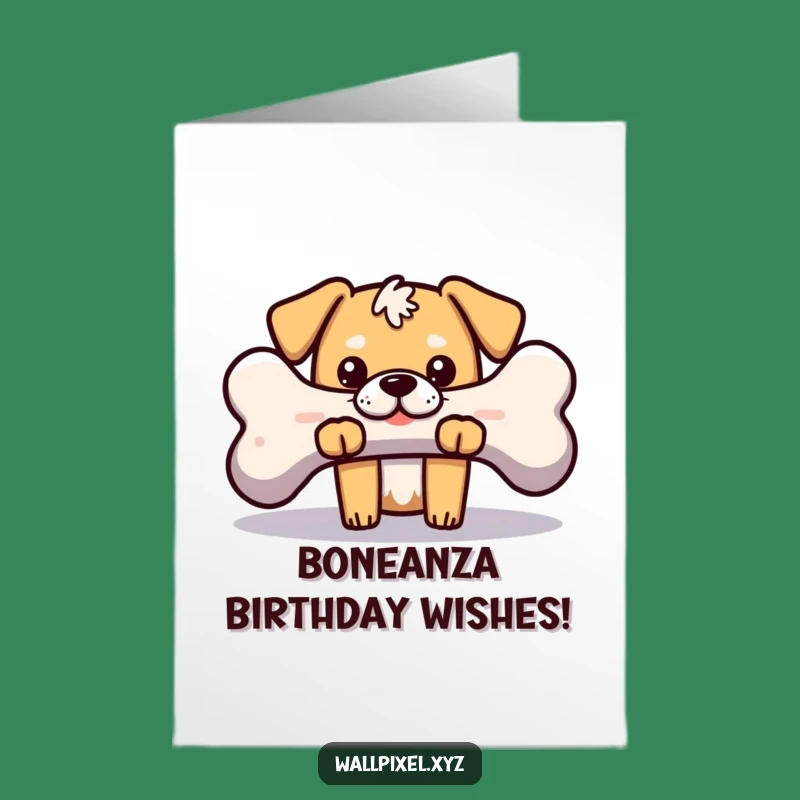 Free Printable Blocky Dog Bone Birthday Card - Funny Pixelated Downloadable Gift