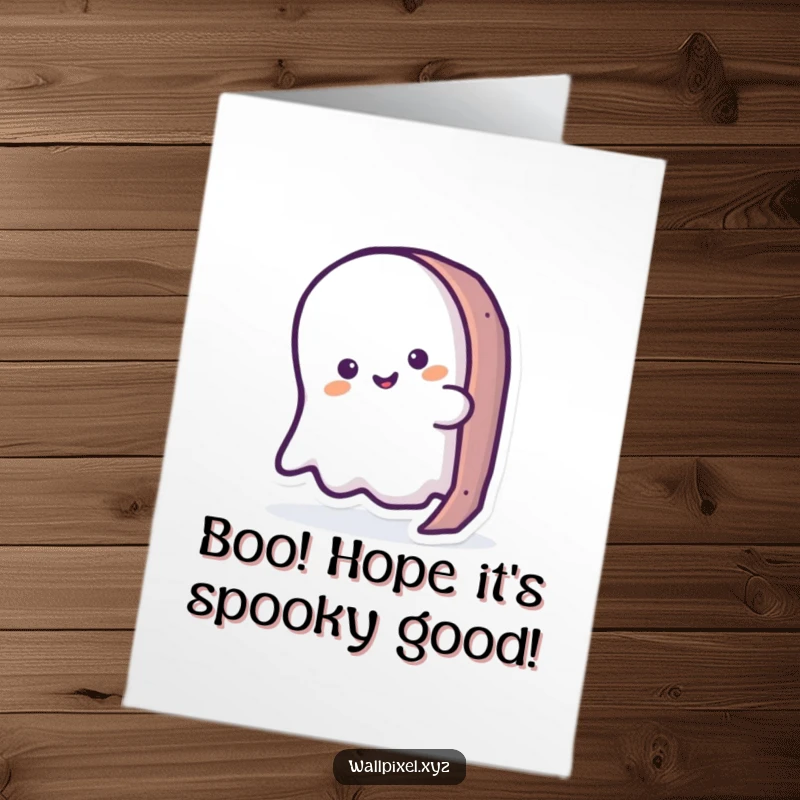 Funny Free Printable Ghost Birthday Card, a cute pixel ghost peeking playfully, perfect for a gamer's special day.