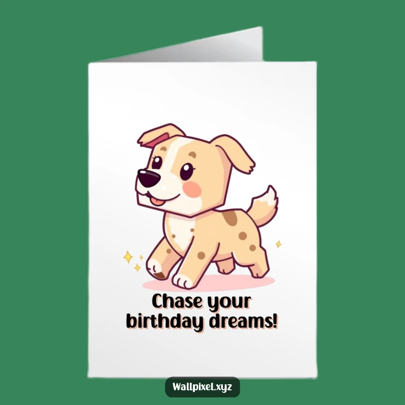 Free Printable Block Dog Birthday Card - Pixel Tail Chase Gift