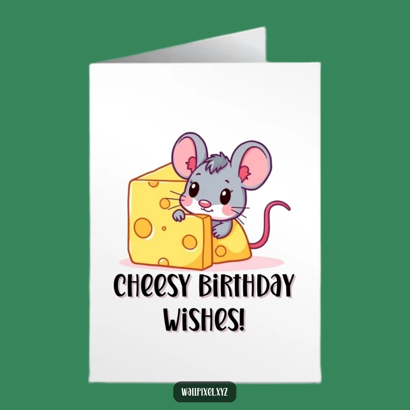 Free Printable Birthday Card: Pixel Mouse Cheese Funny Downloadable Gift