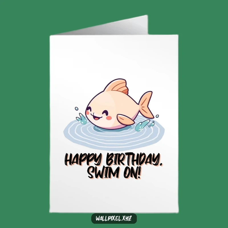 Free Printable Birthday Card: Geometric Fish Splash, Humorous Downloadable Greeting