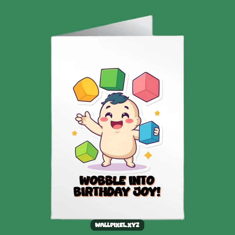 Free Printable Birthday Card: Juggling Pixel Character, Fun Downloadable Gift for Laughs!