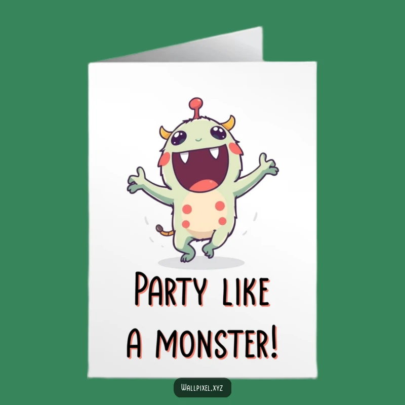 Free Printable Birthday Card: Pixel Monster Dance Party Funny Downloadable Gift
