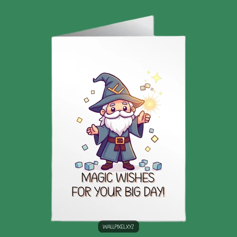 Free Printable Birthday Card: Pixel Wizard Spell Funny Downloadable Greeting
