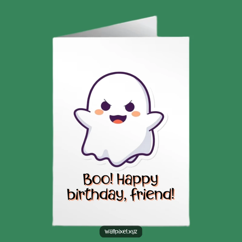 Free Printable Ghost Birthday Card: Mischievous Peek-a-Boo Cartoon Downloadable Gift
