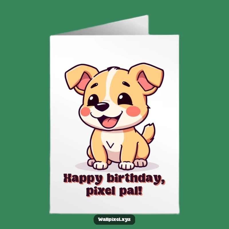 Free Printable Pixel Dog Birthday Card - Retro Downloadable Gift for Gamers