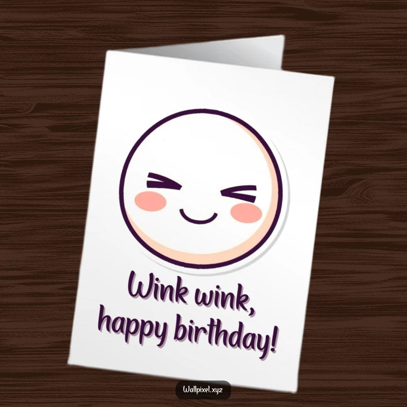 Funny Free Printable Birthday Card featuring a pixelated smiley face character winking mischievously, sharing a playful secret.
