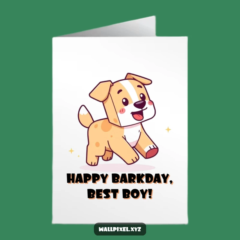 Free Printable Birthday Card: Pixel Dog Party Tail Chase - Downloadable