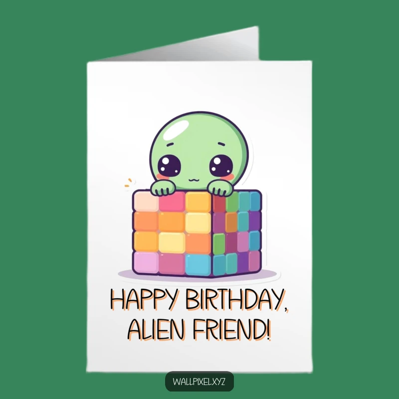 Free Printable Pixel Alien Birthday Card - Funny Downloadable Gift for Sci-Fi Fans