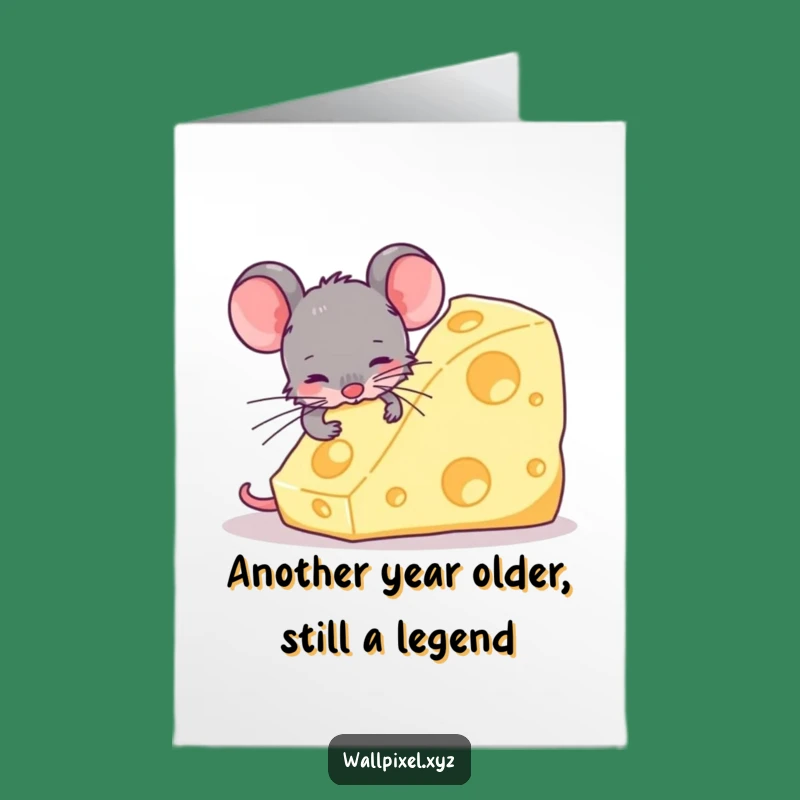 Happy Birthday Free Printable Card: Funny Pixel Mouse & Cheese