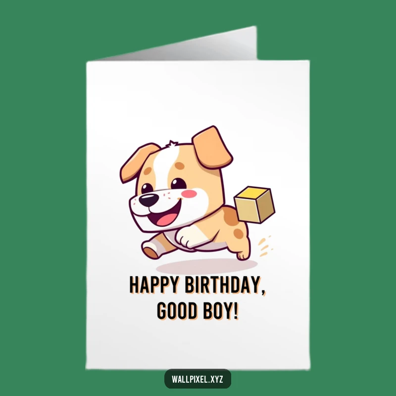 Free Printable Block Dog Birthday Card: Pixel Chase Fun Downloadable Funny Gift