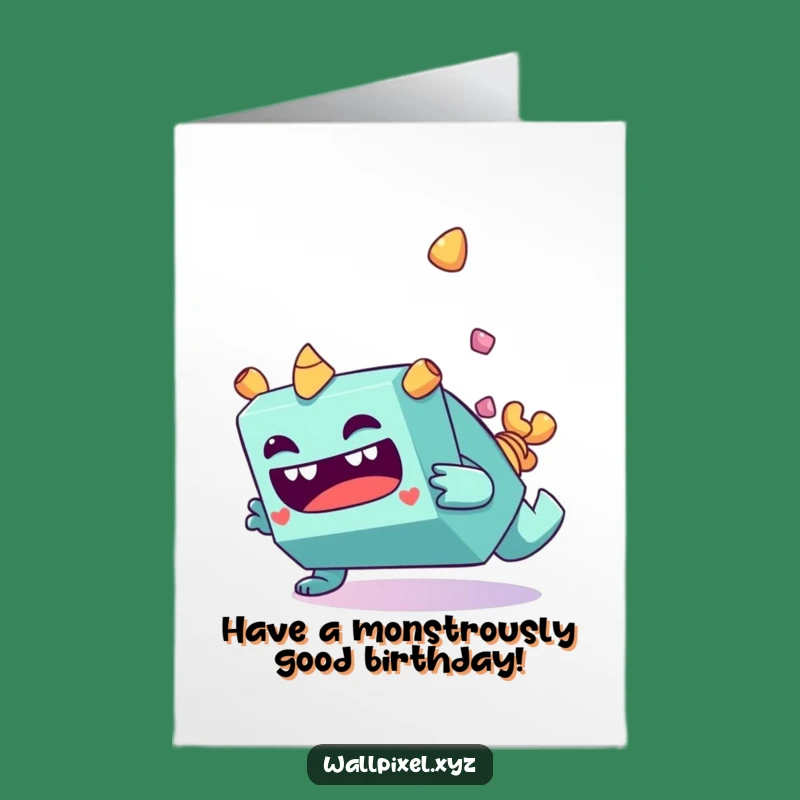 Free Printable Birthday Card: Tumbly Monster Funny Downloadable Gift