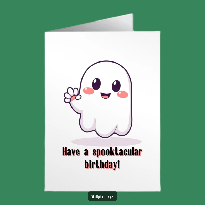 Free Printable Pixel Ghost Birthday Card: Waving Fun for a Spooky Downloadable Gift