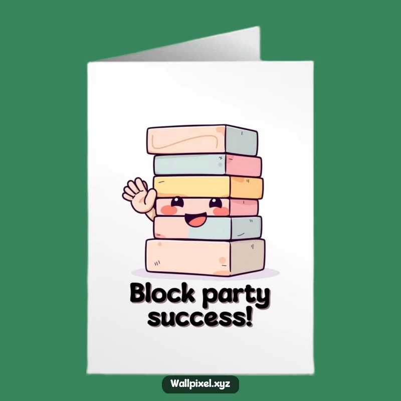 Free Printable Congrats Card: Waving Blocks Celebrate Your Awesome Win, Downloadable Gift!