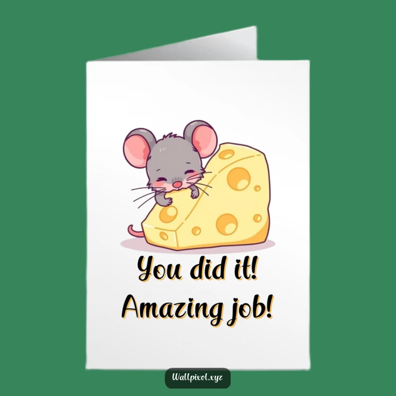 Congrats Free Printable Card: Pixel Mouse Earns Big Cheese