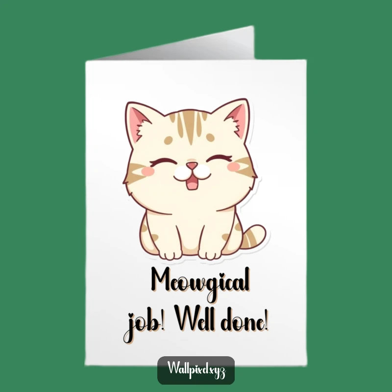 Free Printable Congrats Card: Pixel Cat Wink, Downloadable Celebration