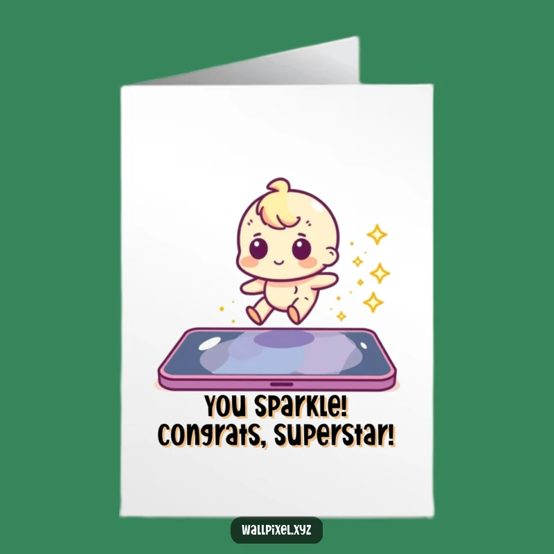 Free Printable Congrats Card: Pixel Character Sparkle Funny Downloadable Gift