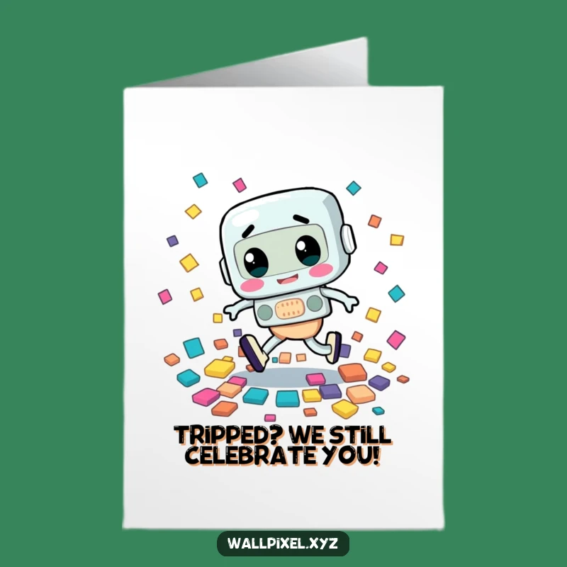 Free Printable Congrats Card: Retro Oopsie, Funny Scattered Squares Downloadable