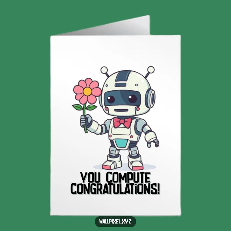 Free Printable Congrats Card: Retro Robot's Pixel Flower Surprise!
