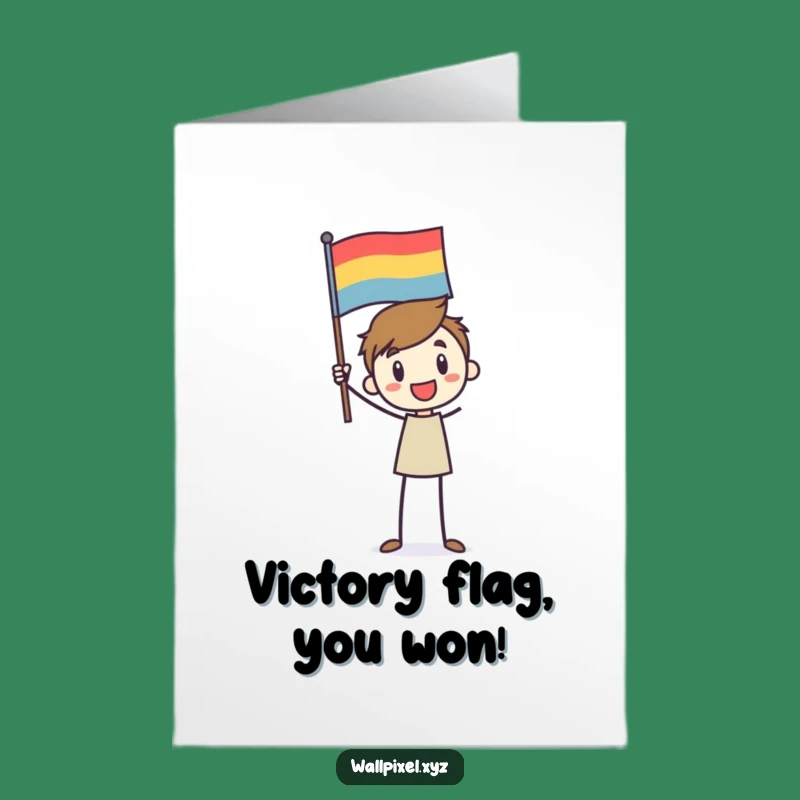 Free Printable Congrats Card: Stick Figure Waving Flag - Your Winner's Downloadable!