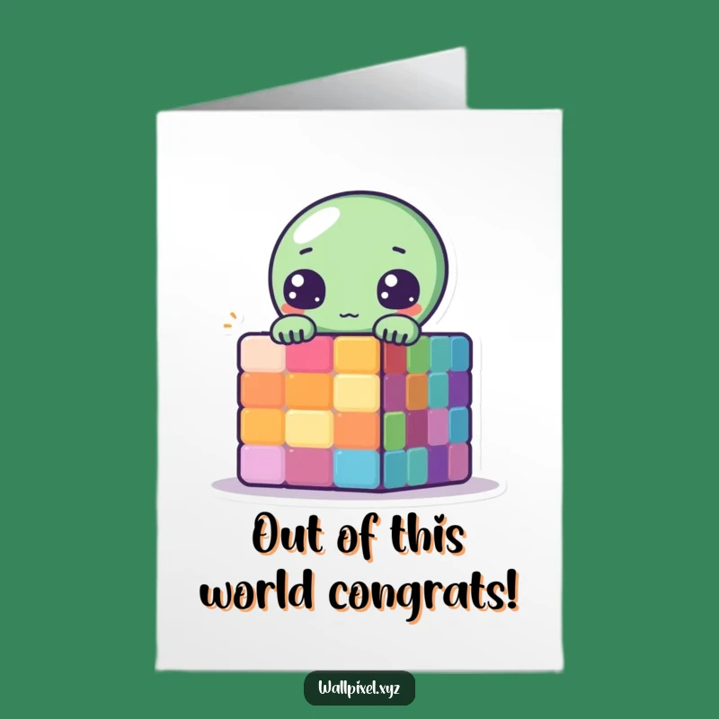 Free Printable Pixel Alien Congrats Card - Funny Downloadable for Galactic Wins