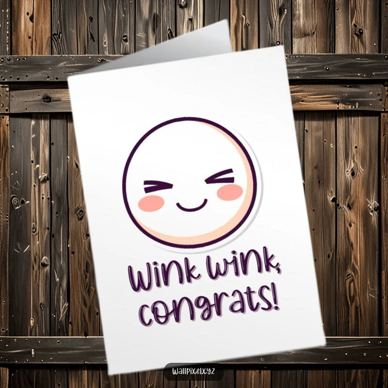 Funny Free Printable Congratulations Card featuring a pixelated smiley face winking mischievously, celebrating a clever success.