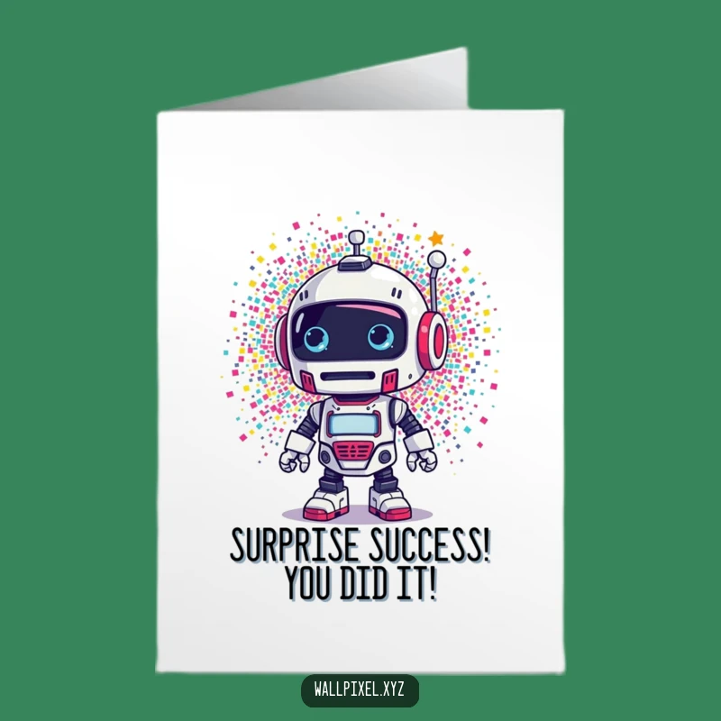 Free Printable Robot Card - Congrats on the Pixelated Success!