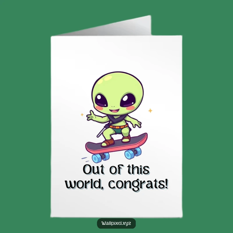 Free Printable Pixel Alien Congrats Card - Wow That's Cool!