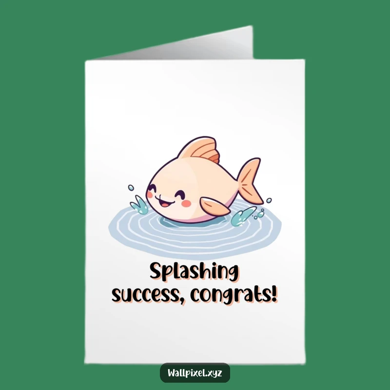 Free Printable Congrats Card: Geometric Fish Splash, Humorous Downloadable Celebration