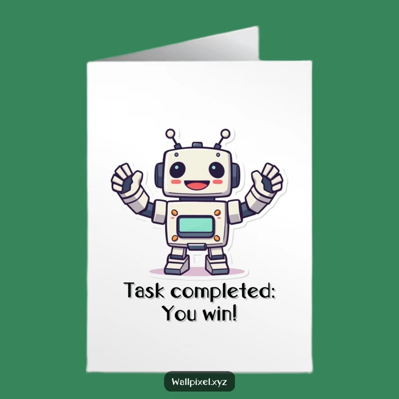 Celebrate their achievement with this free printable congratulations card! Print at home for a robotic, energetic cheer.
