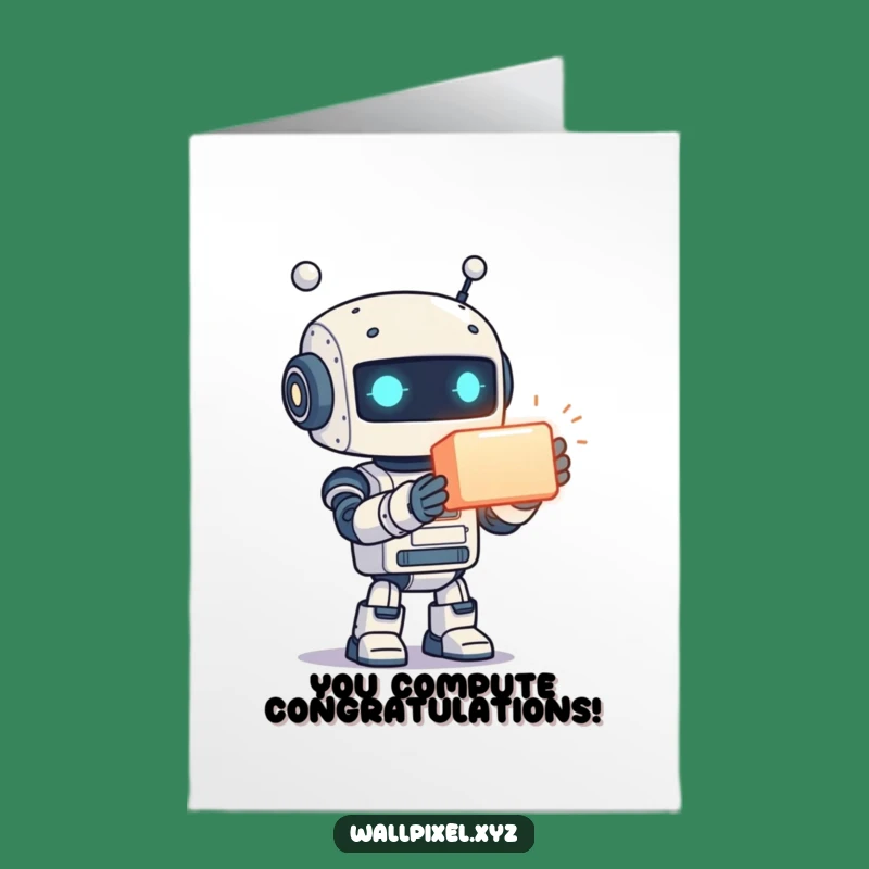 Free Printable Congrats Card: Pixel Robot Celebrates Your Win, Unique Downloadable Gift!