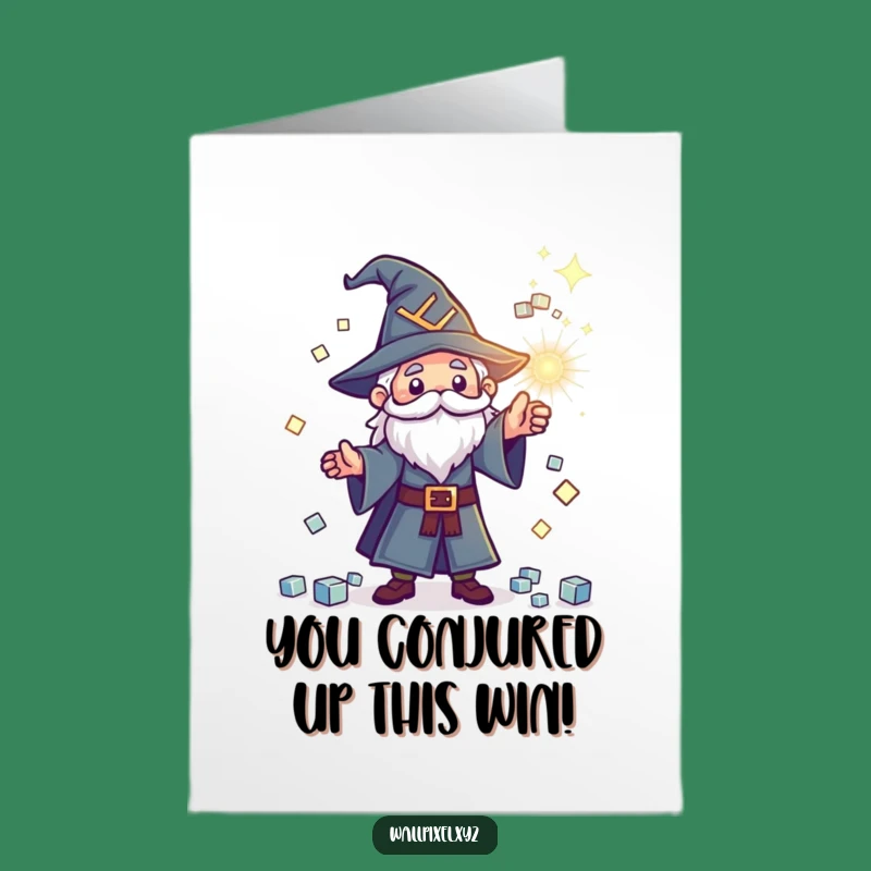 Free Printable Congrats Card: Pixel Wizard Spell Funny Downloadable Greeting