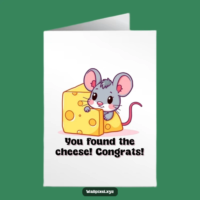 Free Printable Congrats Card: Pixel Mouse Cheese Funny Downloadable Gift