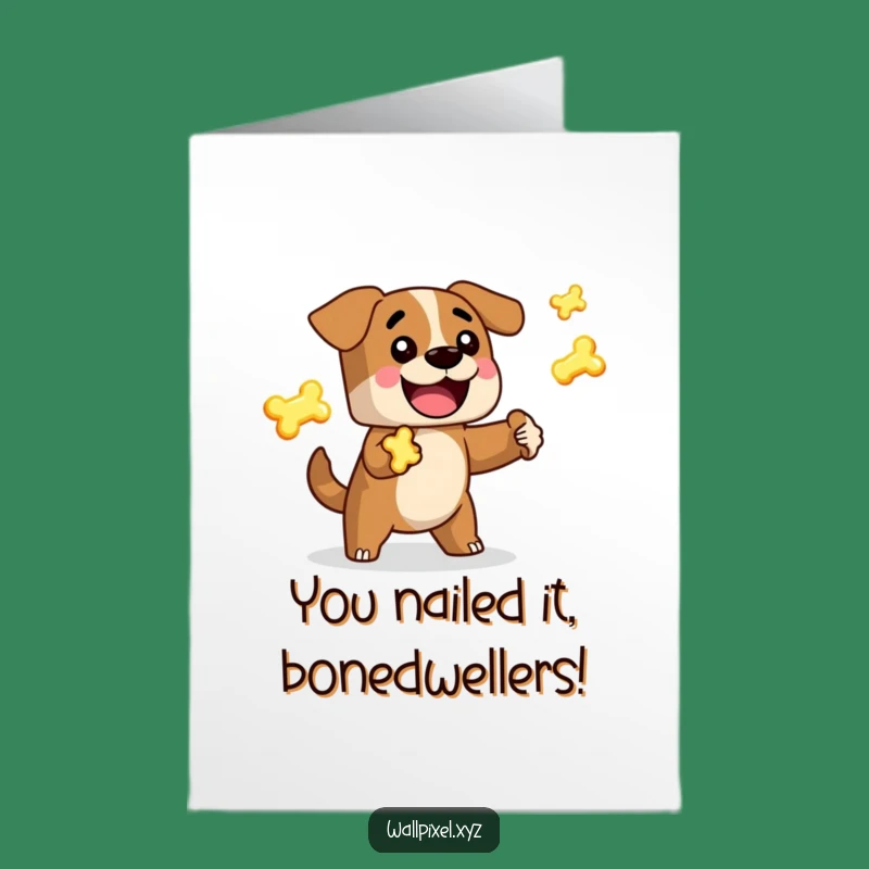 Free Printable Card: Blocky Dog Juggles Pixel Bones for Big Congrats!
