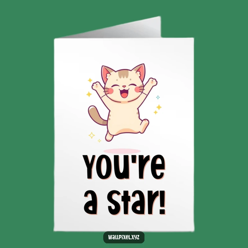 Free Printable Pixel Cat Congrats Card - Sparkling Digital Downloadable Gift