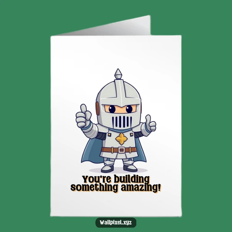 Free Printable Congrats Card: Block Knight Victory, Thumbs Up Funny Downloadable
