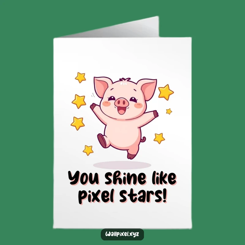 Free Printable Pixel Pig Congrats Card: Celebration Jumps for a Glorious Downloadable Gift
