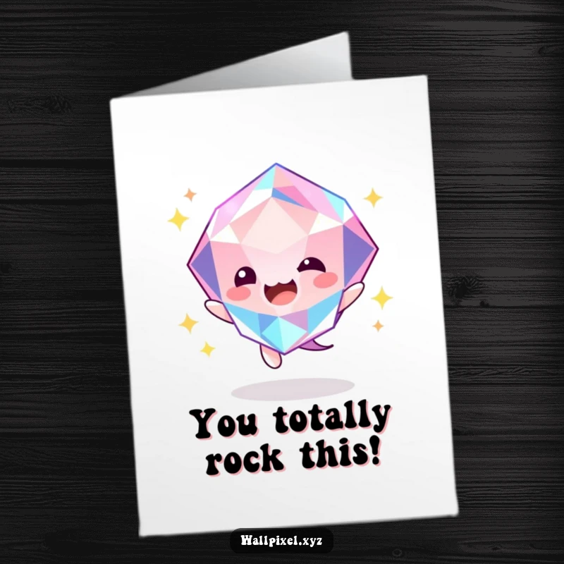 Funny Free Printable Gem Congratulations Card, a faceted gem bouncing with a cheerful glow, perfect for celebrating success.