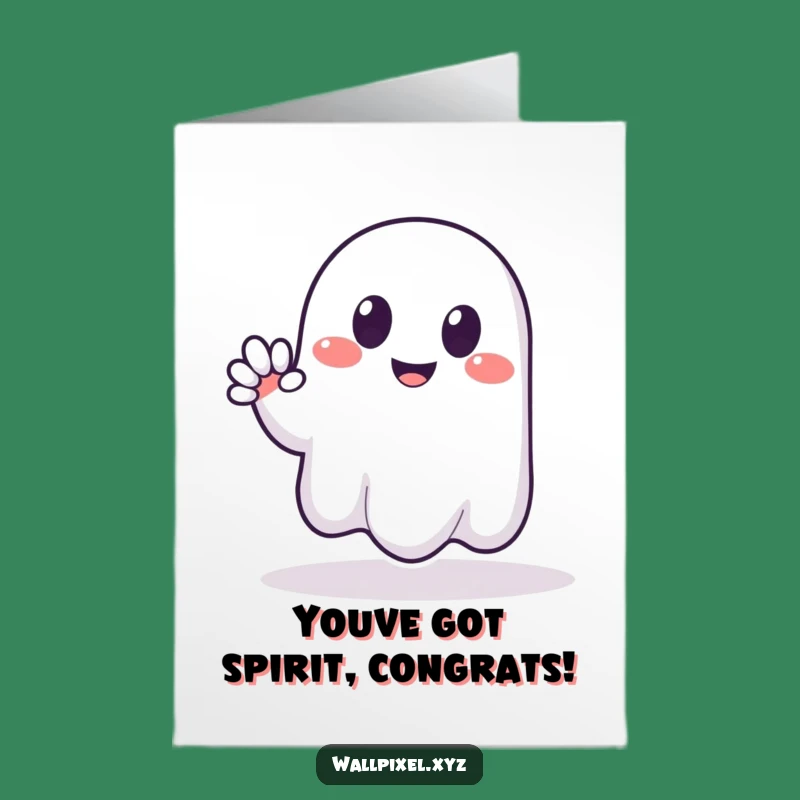 Free Printable Pixel Ghost Congrats Card: Friendly Wave for a Spooky Downloadable Gift