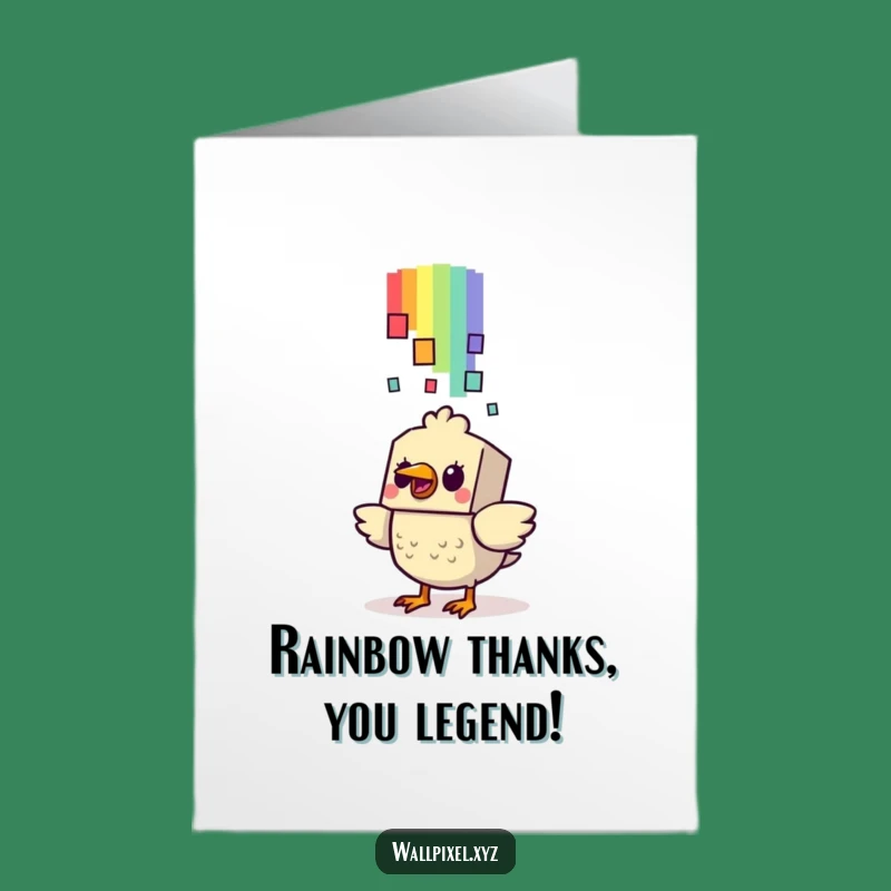 Free Printable Bird Thank You Card: Pixel Rainbow Surprise Cartoon Downloadable Gift