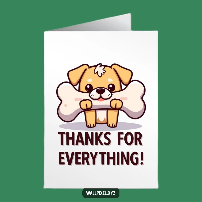 Free Printable Blocky Dog Thanks Card - Pixelated Bone Downloadable Gift