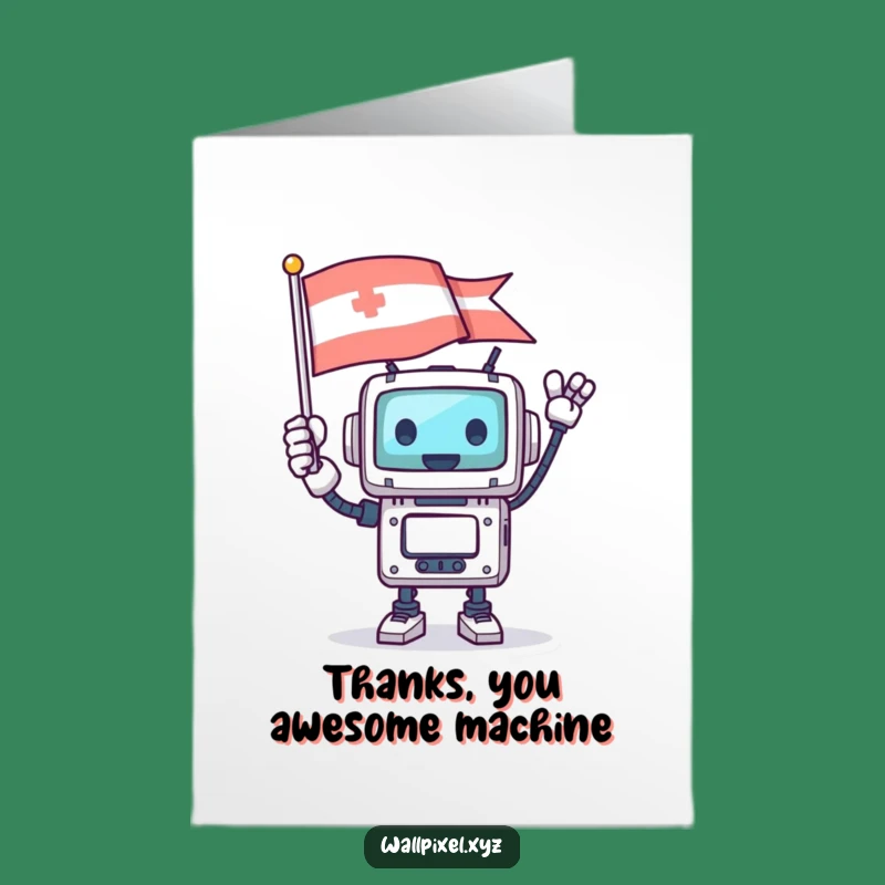 Free Printable Robot Thank You Card - Funny Pixelated Joy Downloadable Gift