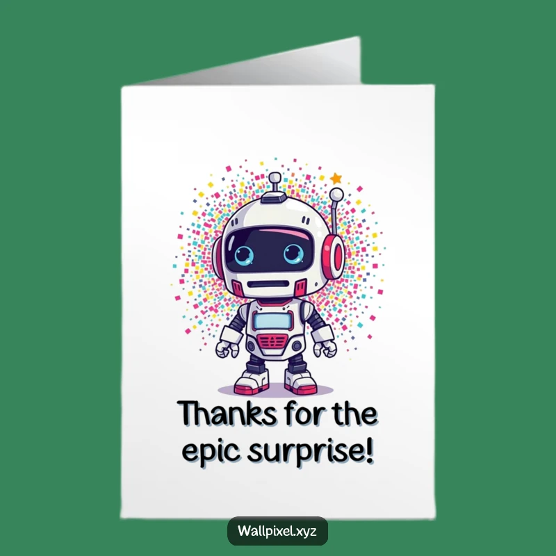 Free Printable Robot Thank You Card - Pixelated Gratitude Downloadable