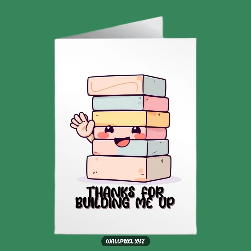 Free Printable Thank You Card: Blocks Wave Thanks, Hilarious Downloadable Gift for Gratitude!