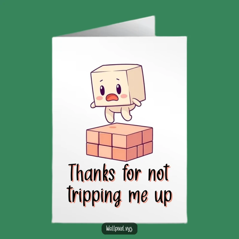 Free Printable Thank You Card: Blocky Figure Stumble - Funny Downloadable for Any Thanks