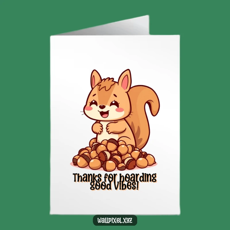 Free Printable Thank You Card: Pixel Squirrel Hoarding Funny Downloadable Greeting