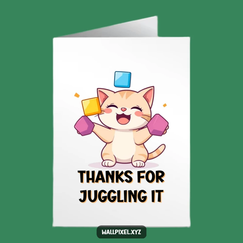 Free Printable Thank You Pixel Cat Card - Giggling Squares Downloadable Gift